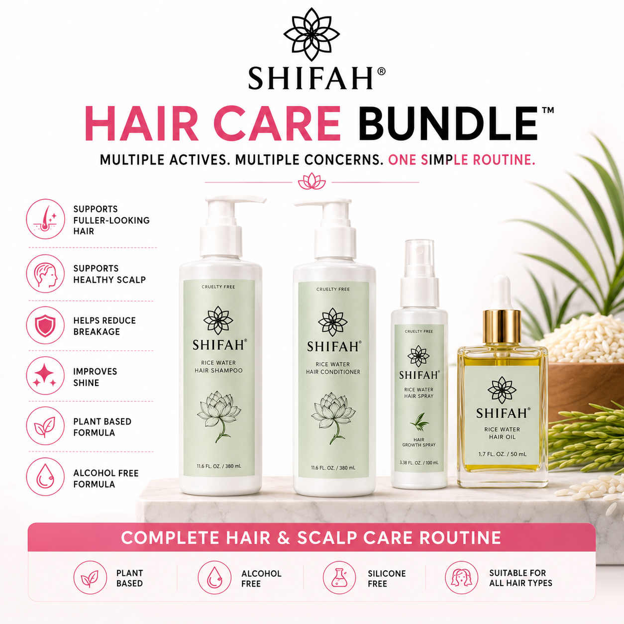 New! Sunnah Rice Water Hair Care Bundle