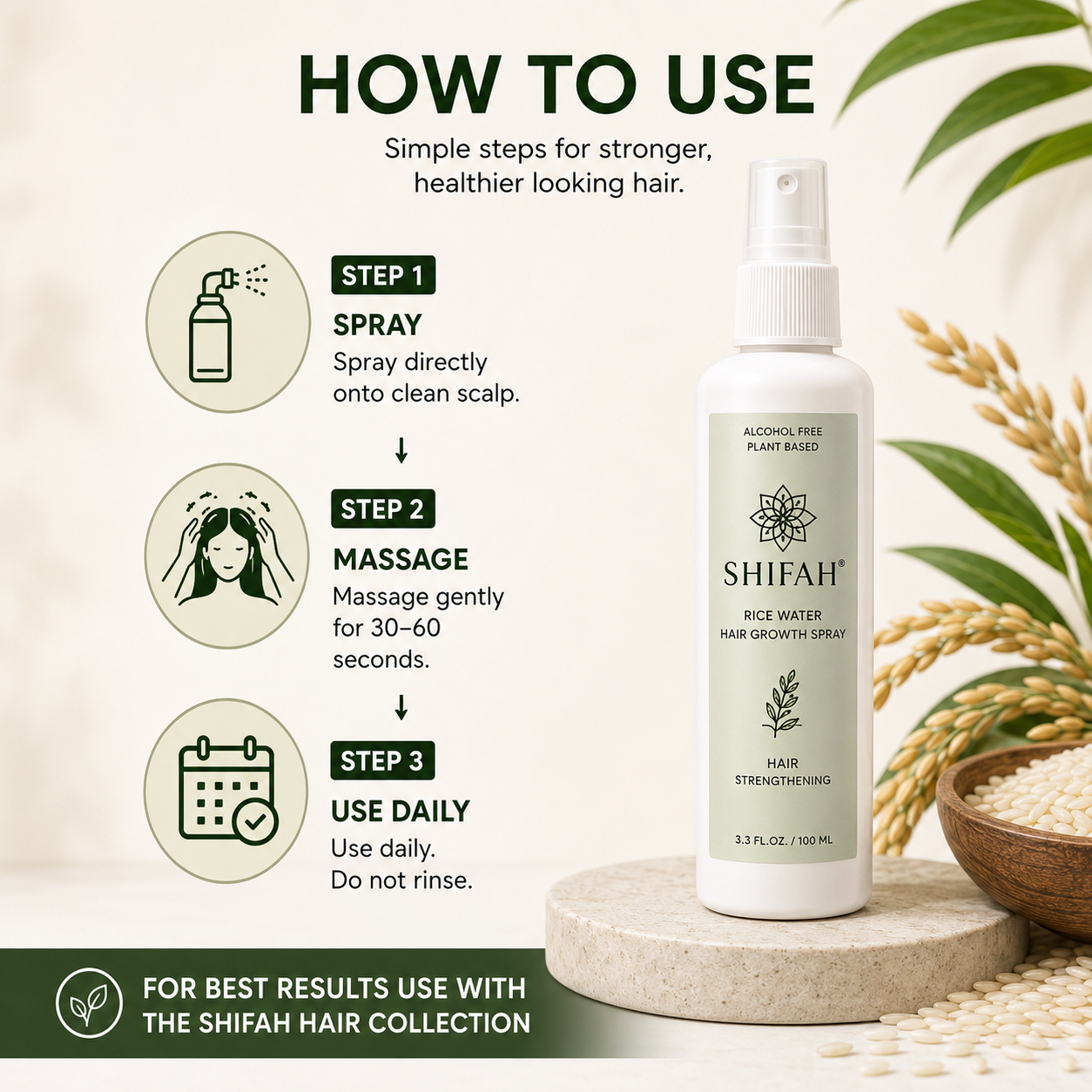 Sunnah Rice Water Hair Strengthening Mist Spray