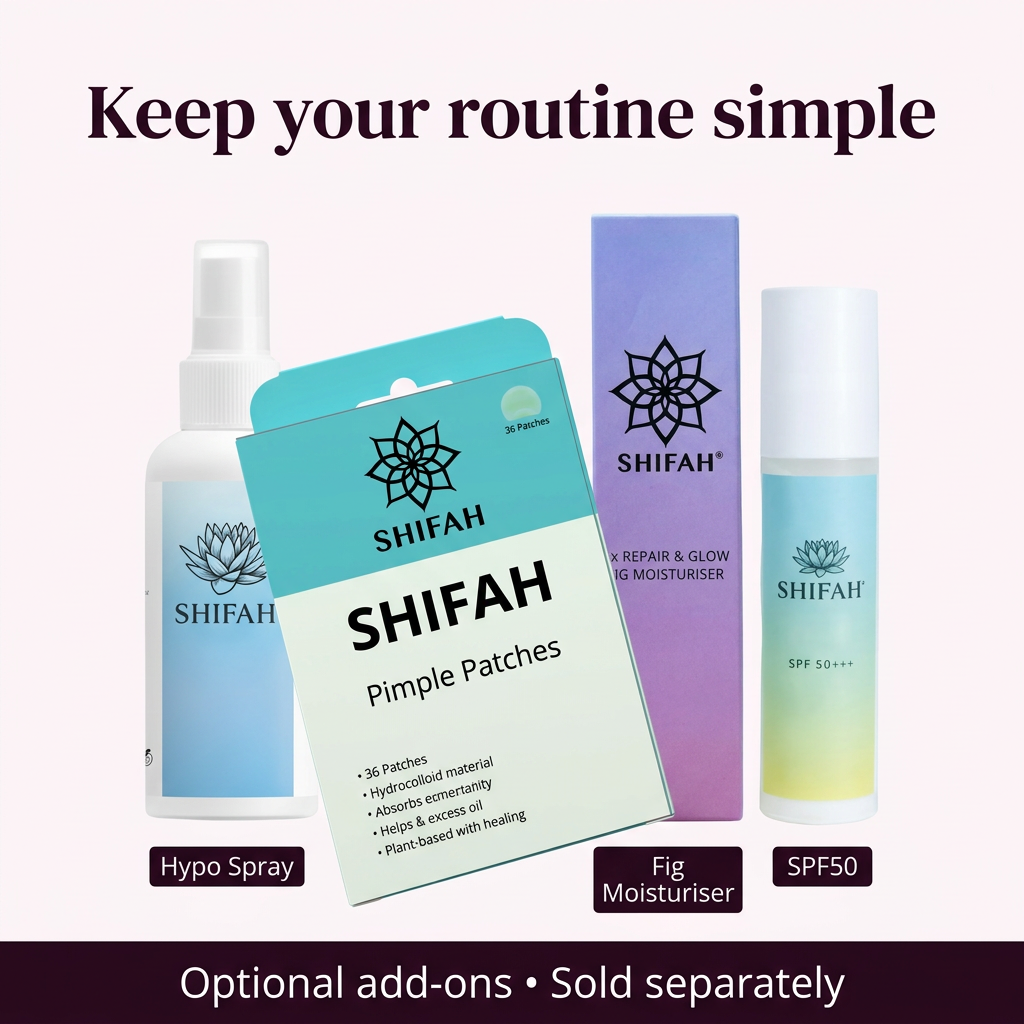 Optional Hypo Spray, Fig Moisturiser and SPF50 add-ons