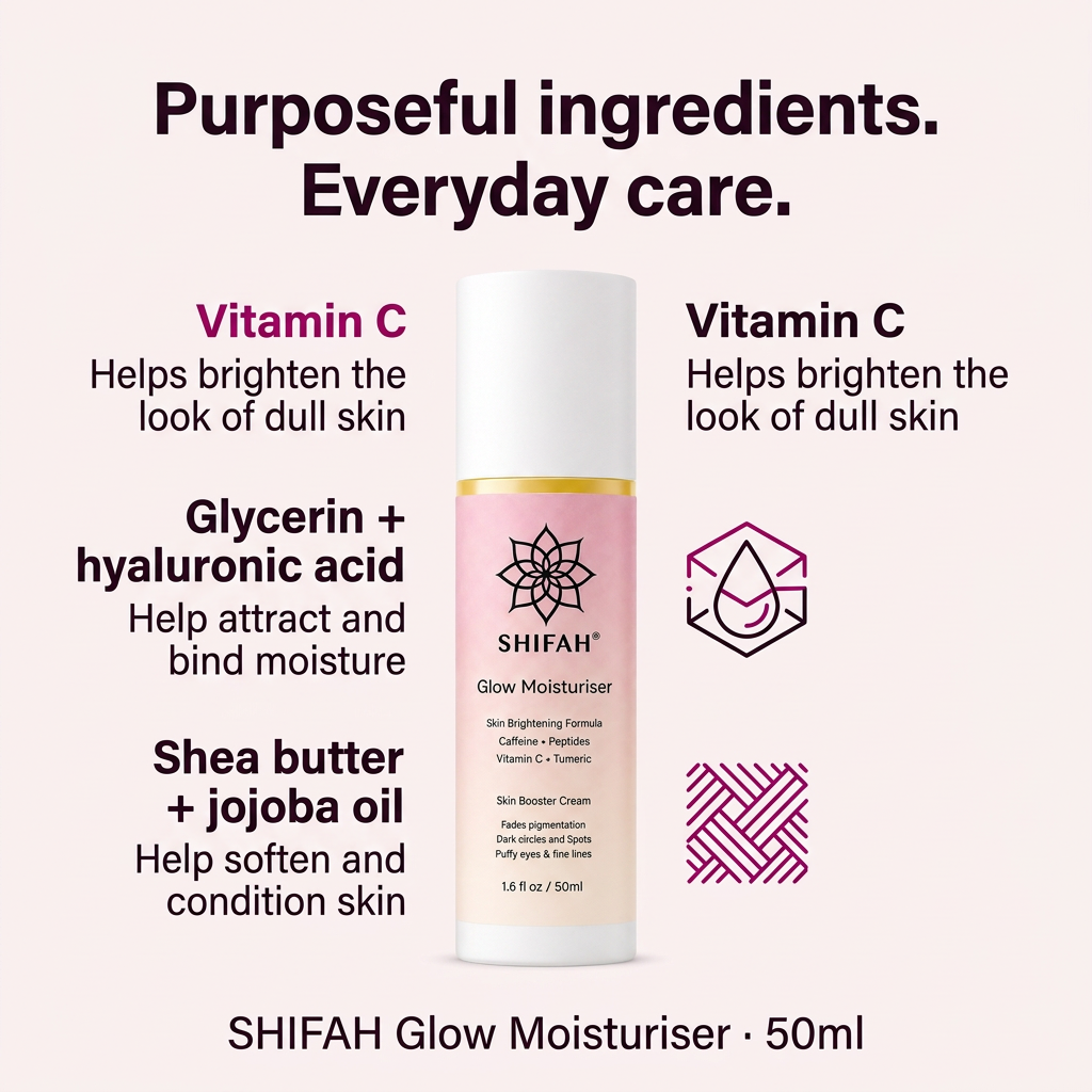 SHIFAH Glow Moisturiser ingredient benefits