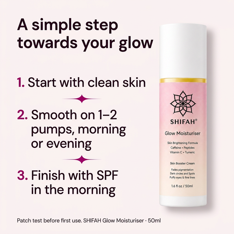SHIFAH Glow Moisturiser routine